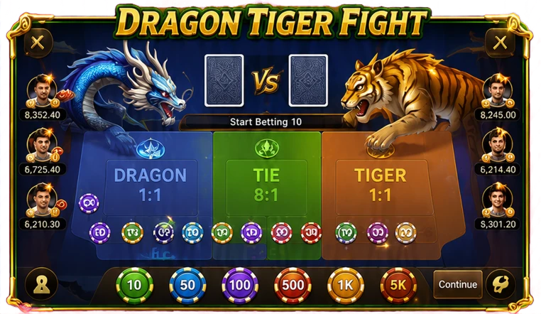 Dragon Tiger Fight game screen